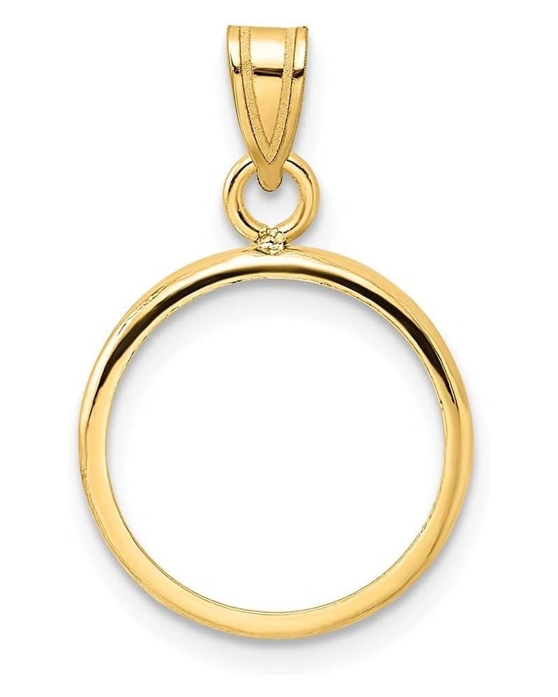 Gold Coin Bezel Pendant Mounting - 13mm 14mm 15mm Coin Size - Polished Rim Design - 14K Yellow Gold - Prong Set with Bail Coi...