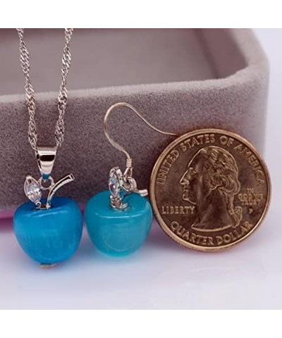 Cute Apple Pendant Necklace, Brown Coffee Color, Thanksgiving Jewelry Gifts for Women Daughter YL007-2D Blue $6.95 Necklaces