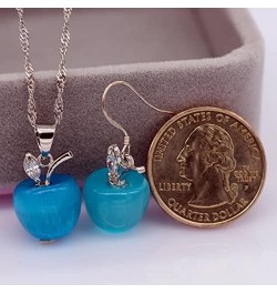 Cute Apple Pendant Necklace, Brown Coffee Color, Thanksgiving Jewelry Gifts for Women Daughter YL007-2D Blue $6.95 Necklaces