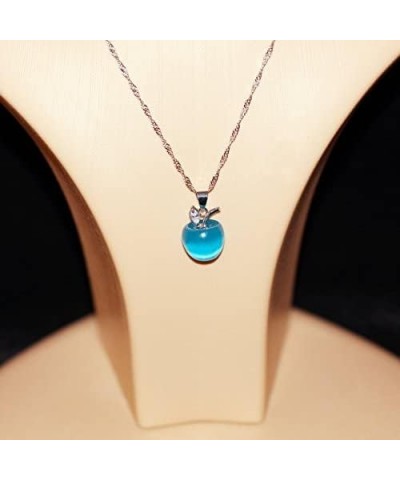 Cute Apple Pendant Necklace, Brown Coffee Color, Thanksgiving Jewelry Gifts for Women Daughter YL007-2D Blue $6.95 Necklaces