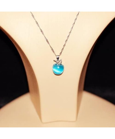 Cute Apple Pendant Necklace, Brown Coffee Color, Thanksgiving Jewelry Gifts for Women Daughter YL007-2D Blue $6.95 Necklaces