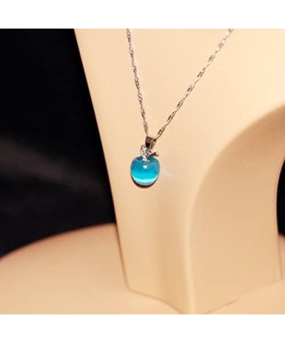 Cute Apple Pendant Necklace, Brown Coffee Color, Thanksgiving Jewelry Gifts for Women Daughter YL007-2D Blue $6.95 Necklaces