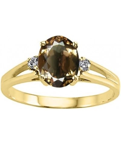 Tommaso Design Solid 14k White Gold Classic Oval 3 stone Engagement Promise Ring Smoky Quartz $208.64 Rings