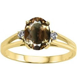 Tommaso Design Solid 14k White Gold Classic Oval 3 stone Engagement Promise Ring Smoky Quartz $208.64 Rings