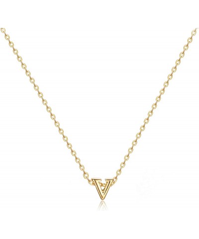 Initial Necklace Gold Pendant 14K Gold Plated Dainty Chain Personalized Jewelry Gift for Women Tiny V $9.89 Necklaces