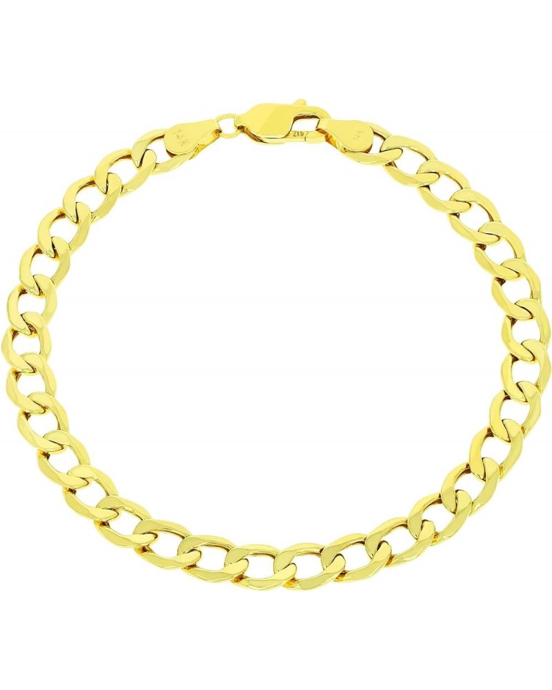 14k Yellow Gold 6.5mm Cuban Curb Link Chain Bracelet, Mens Womens Lobster Clasp 7" 7.5" 8" 8.5" 9 Yellow 8 $197.21 Bracelets