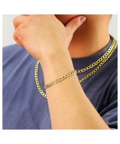 14k Yellow Gold 6.5mm Cuban Curb Link Chain Bracelet, Mens Womens Lobster Clasp 7" 7.5" 8" 8.5" 9 Yellow 8 $197.21 Bracelets