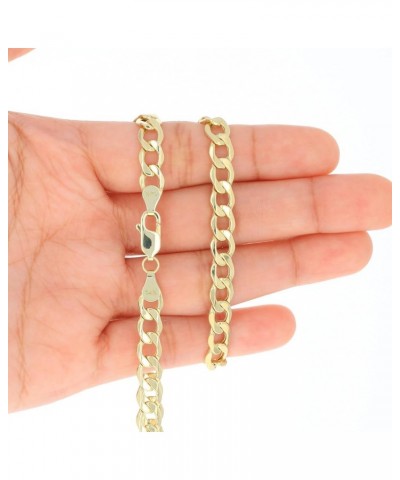 14k Yellow Gold 6.5mm Cuban Curb Link Chain Bracelet, Mens Womens Lobster Clasp 7" 7.5" 8" 8.5" 9 Yellow 8 $197.21 Bracelets