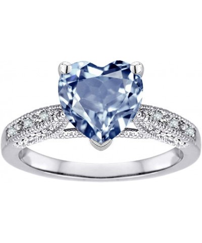 10k White Gold Heart Shape 8mm Antique Vintage Style Solitaire Engagement Promise Ring Sky Blue Topaz $140.24 Rings