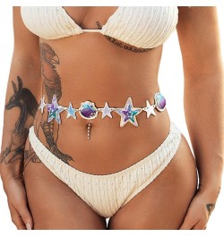 Starfish Belly Chain Purple Seashells Waist Chain Sparkly Bikini Beach Body Chains Body Jewelry Cute Waist Accessories for Wo...