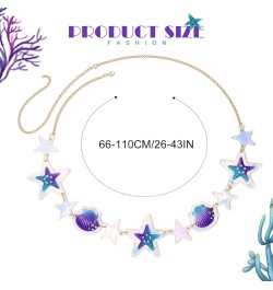 Starfish Belly Chain Purple Seashells Waist Chain Sparkly Bikini Beach Body Chains Body Jewelry Cute Waist Accessories for Wo...