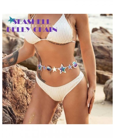 Starfish Belly Chain Purple Seashells Waist Chain Sparkly Bikini Beach Body Chains Body Jewelry Cute Waist Accessories for Wo...