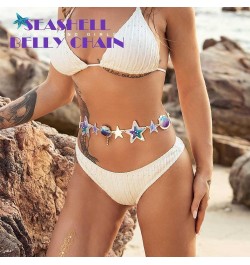 Starfish Belly Chain Purple Seashells Waist Chain Sparkly Bikini Beach Body Chains Body Jewelry Cute Waist Accessories for Wo...