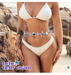 Starfish Belly Chain Purple Seashells Waist Chain Sparkly Bikini Beach Body Chains Body Jewelry Cute Waist Accessories for Wo...