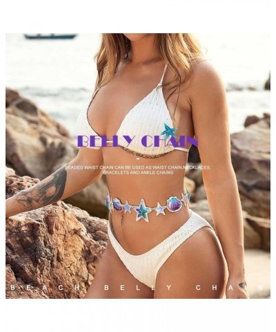 Starfish Belly Chain Purple Seashells Waist Chain Sparkly Bikini Beach Body Chains Body Jewelry Cute Waist Accessories for Wo...