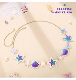 Starfish Belly Chain Purple Seashells Waist Chain Sparkly Bikini Beach Body Chains Body Jewelry Cute Waist Accessories for Wo...