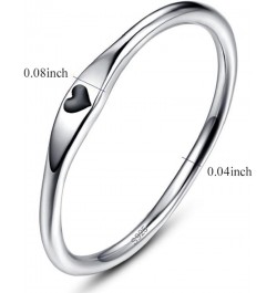 925 Sterling Silver Simple Carve Heart Wedding Band Stackable Promise Ring for Her Size 5-10 8 3 PCS Silver-Black&Rose Gold-B...