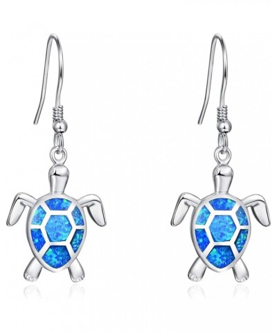 Turtle Earrings S925 Sterling Silver Opal Sea Turtle Earrings Turtle Jewelry Dangle Earrings for women Earrings Multi Style A...