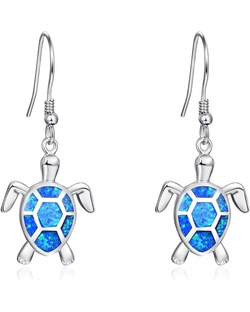 Turtle Earrings S925 Sterling Silver Opal Sea Turtle Earrings Turtle Jewelry Dangle Earrings for women Earrings Multi Style A...