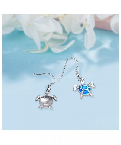 Turtle Earrings S925 Sterling Silver Opal Sea Turtle Earrings Turtle Jewelry Dangle Earrings for women Earrings Multi Style A...