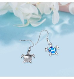 Turtle Earrings S925 Sterling Silver Opal Sea Turtle Earrings Turtle Jewelry Dangle Earrings for women Earrings Multi Style A...