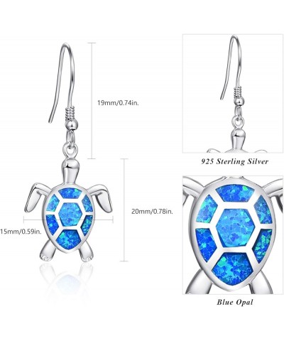 Turtle Earrings S925 Sterling Silver Opal Sea Turtle Earrings Turtle Jewelry Dangle Earrings for women Earrings Multi Style A...