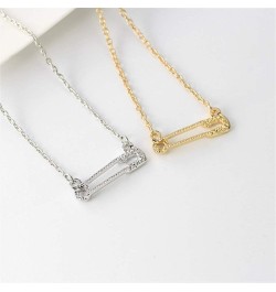 Safety Pin Necklace Gold Silver Paper Clip Pendant Necklace for Women Dainty Cubic Zirconia Paperclip Necklace Clavicle Chain...