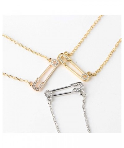 Safety Pin Necklace Gold Silver Paper Clip Pendant Necklace for Women Dainty Cubic Zirconia Paperclip Necklace Clavicle Chain...