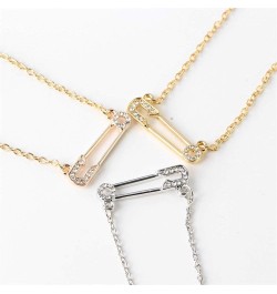 Safety Pin Necklace Gold Silver Paper Clip Pendant Necklace for Women Dainty Cubic Zirconia Paperclip Necklace Clavicle Chain...