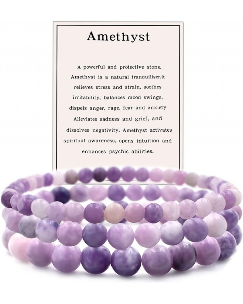 3Pcs Natural Stone Bracelet for Women Men Healing Crystal Chip Bead Bracelets Spiritual Amethyst Rose Quartz Chakra Bracelets...