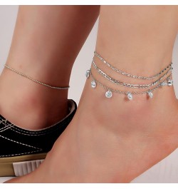 4/8 PCS 18K Gold Plated Multi-style Adjustable Charm Anklet Bracelets with CZ for Women & Teen Girls Gift 5-4pack-silver $8.8...