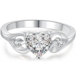 Stainless Steel Heart Shaped Simulated Diamond Solitaire Wedding Engagement Proposal Ring Silver $7.40 Rings