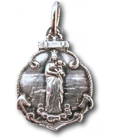 Sterling Silver Stella Maris - Virgin Mary Star of The Sea Medal - Antique Replica 30" stainless chain $33.30 Necklaces