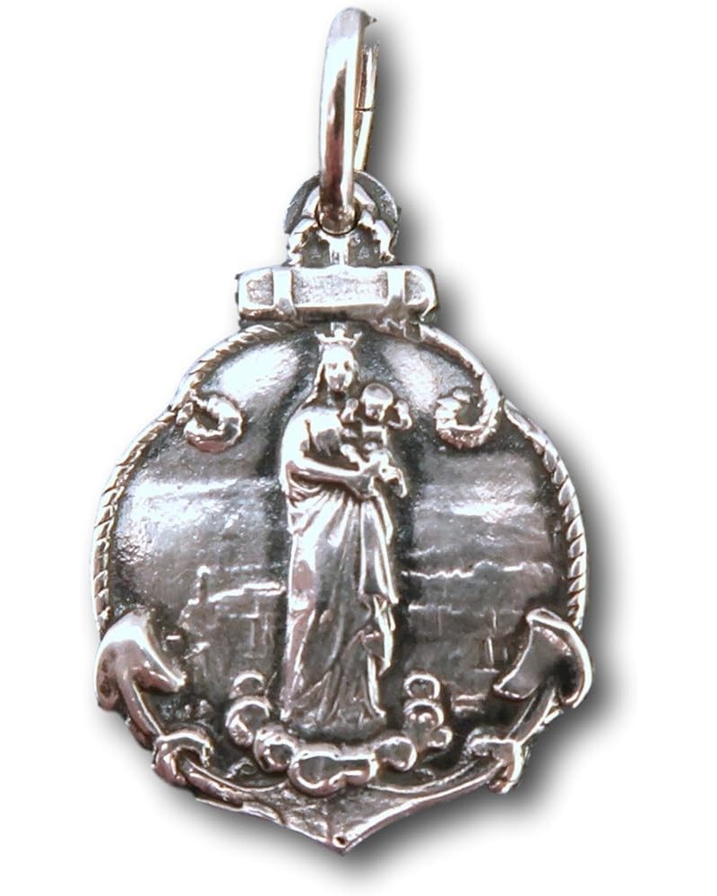 Sterling Silver Stella Maris - Virgin Mary Star of The Sea Medal - Antique Replica 30" stainless chain $33.30 Necklaces