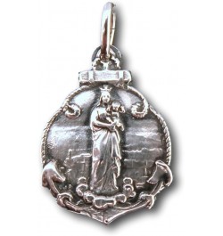 Sterling Silver Stella Maris - Virgin Mary Star of The Sea Medal - Antique Replica 30" stainless chain $33.30 Necklaces