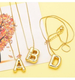 Bubble Letter Necklace Gold for Women, 18k Gold Plated Dainty Bubble Balloon Initial Necklace Puffy Name Initial Alphabet Pen...