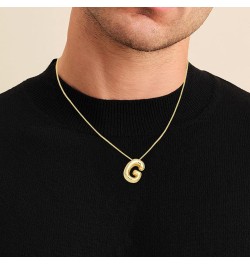 Bubble Letter Necklace Gold for Women, 18k Gold Plated Dainty Bubble Balloon Initial Necklace Puffy Name Initial Alphabet Pen...