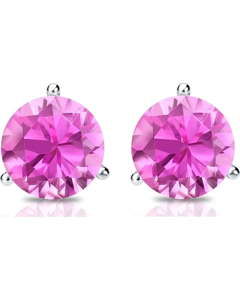 925 Sterling Silver Simulated Gemstone Birthstone Stud Earrings for Women, 1 ct and 6.5 mm Oct - Tourmaline $12.74 Earrings