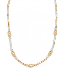 Two Tone Beaded Collar Necklace, Silver, One Size $17.59 Necklaces