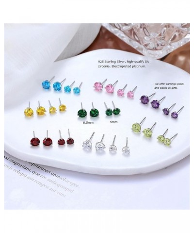 925 Sterling Silver Simulated Gemstone Birthstone Stud Earrings for Women, 1 ct and 6.5 mm Oct - Tourmaline $12.74 Earrings