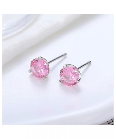 925 Sterling Silver Simulated Gemstone Birthstone Stud Earrings for Women, 1 ct and 6.5 mm Oct - Tourmaline $12.74 Earrings