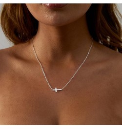 Dainty Cross Necklace for Women 14K Gold Plated Cross Pendant Necklaces Tiny Sideways Cross CZ Diamond Nekclace Delicate Ever...