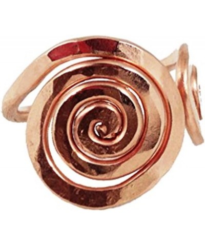 Solid Copper Ring Adjustable Top Spiral Design Size 5 Hand Hammered $14.46 Rings