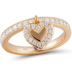 925 Sterling Silver Dangle Ring Cubic Zirconia Jewelry for Women (Heart, Rose Gold Plated) $15.68 Rings