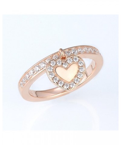 925 Sterling Silver Dangle Ring Cubic Zirconia Jewelry for Women (Heart, Rose Gold Plated) $15.68 Rings