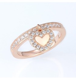 925 Sterling Silver Dangle Ring Cubic Zirconia Jewelry for Women (Heart, Rose Gold Plated) $15.68 Rings