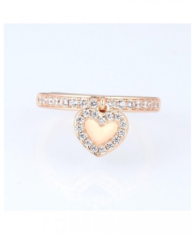 925 Sterling Silver Dangle Ring Cubic Zirconia Jewelry for Women (Heart, Rose Gold Plated) $15.68 Rings