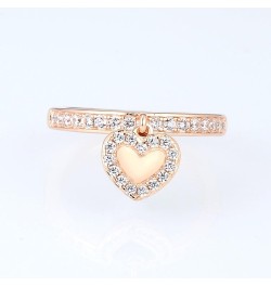 925 Sterling Silver Dangle Ring Cubic Zirconia Jewelry for Women (Heart, Rose Gold Plated) $15.68 Rings