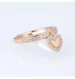 925 Sterling Silver Dangle Ring Cubic Zirconia Jewelry for Women (Heart, Rose Gold Plated) $15.68 Rings