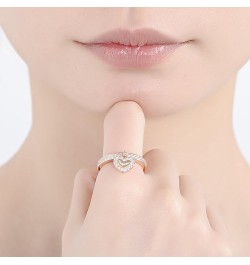 925 Sterling Silver Dangle Ring Cubic Zirconia Jewelry for Women (Heart, Rose Gold Plated) $15.68 Rings